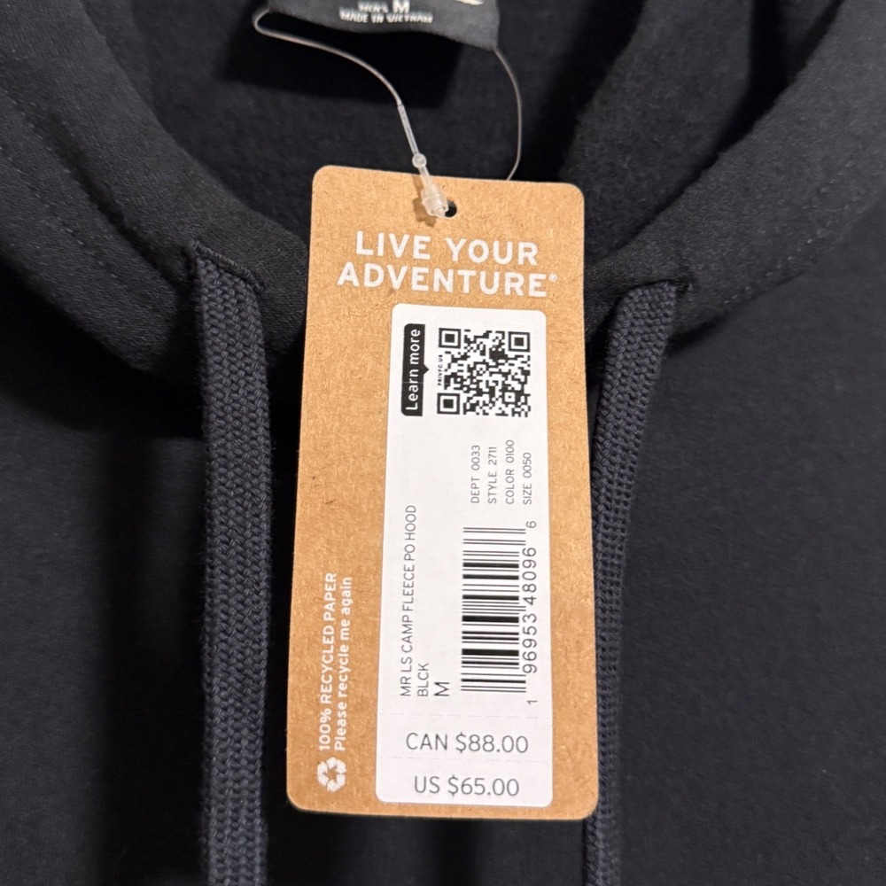 Eddie Bauer Mens Camp Fleece Pullover Hoodie Black Medium NWT - Picture 3 of 6